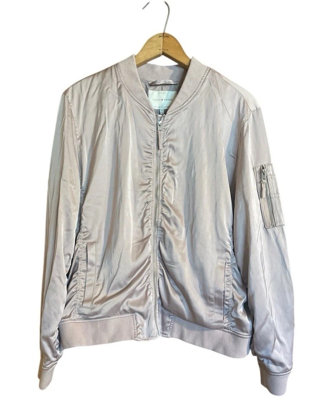 Lucky Brand Full Zip utility Bomber Jacket Pink Dusty Rose XL Full Zip